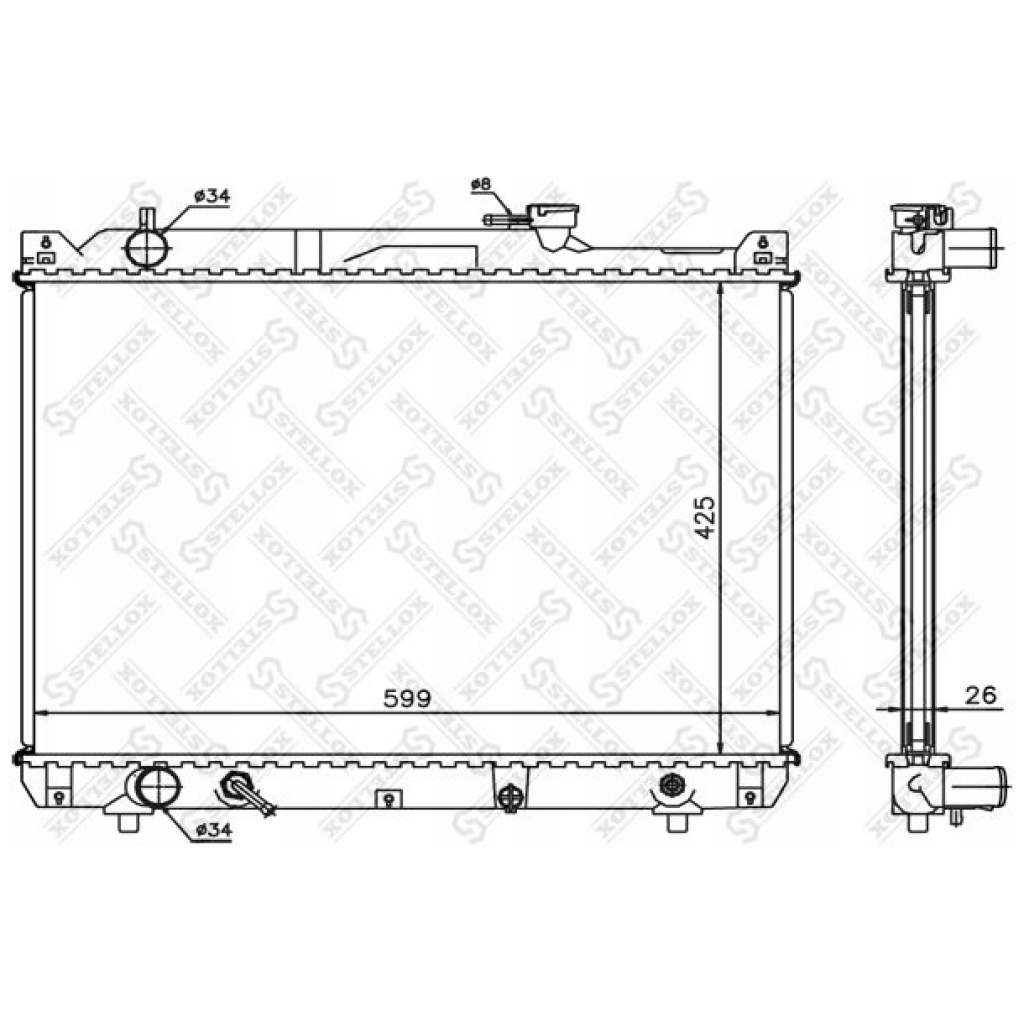 Kylare Suzuki Grand Vitara 2.7 V6 01> 425x597x25 mm (automat, utan AC) STELLOX 25180