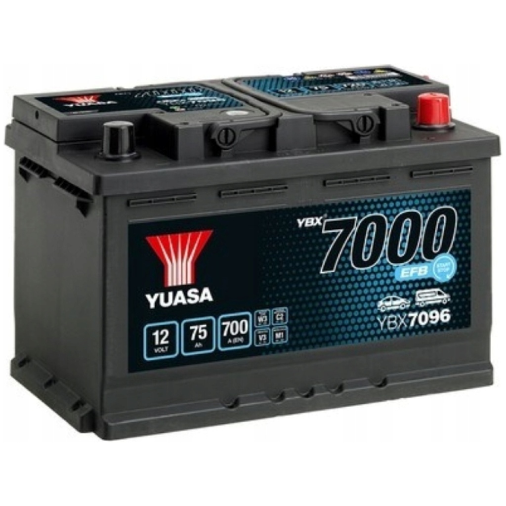 Yuasa YBX7096 EFB Start-Stop 12V 75Ah 700A P+ (B13) 278x175x190 mm 2441000Q4J