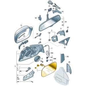 Audi OE spegelglas asfäriskt med hörn – höger (passagerarsida) 8K0857536G 15371572114 main