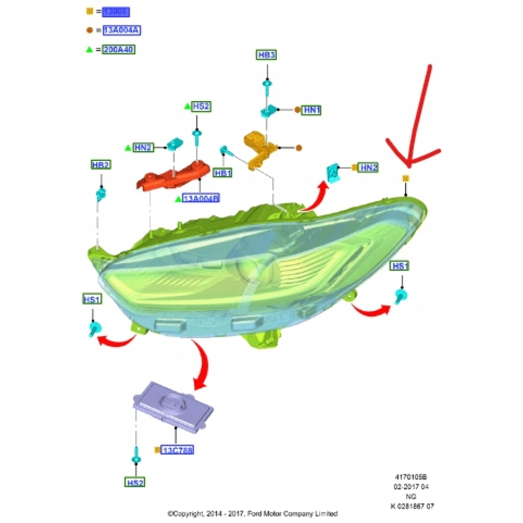 Vänster framreflektor Ford Mondeo MK5 2014-2018 OE ES73-13D155-AL (Finis 2519157)