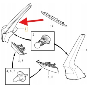 Baklykta höger i skärm Volvo V90 2017– OE 32293877 17606439772 main
