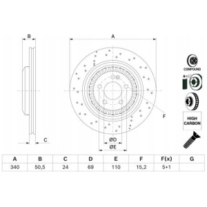 BOSCH bromsskiva 0 986 479 H40 – Mercedes-Benz C217/W222 2,2–4,7 (2013–2020) 340x24 A2224231400 18255153752 main