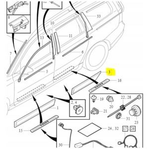 Volvo XC70 (08-) Dörrlist vänster bak 31276154 (OEM) 17532873895 main