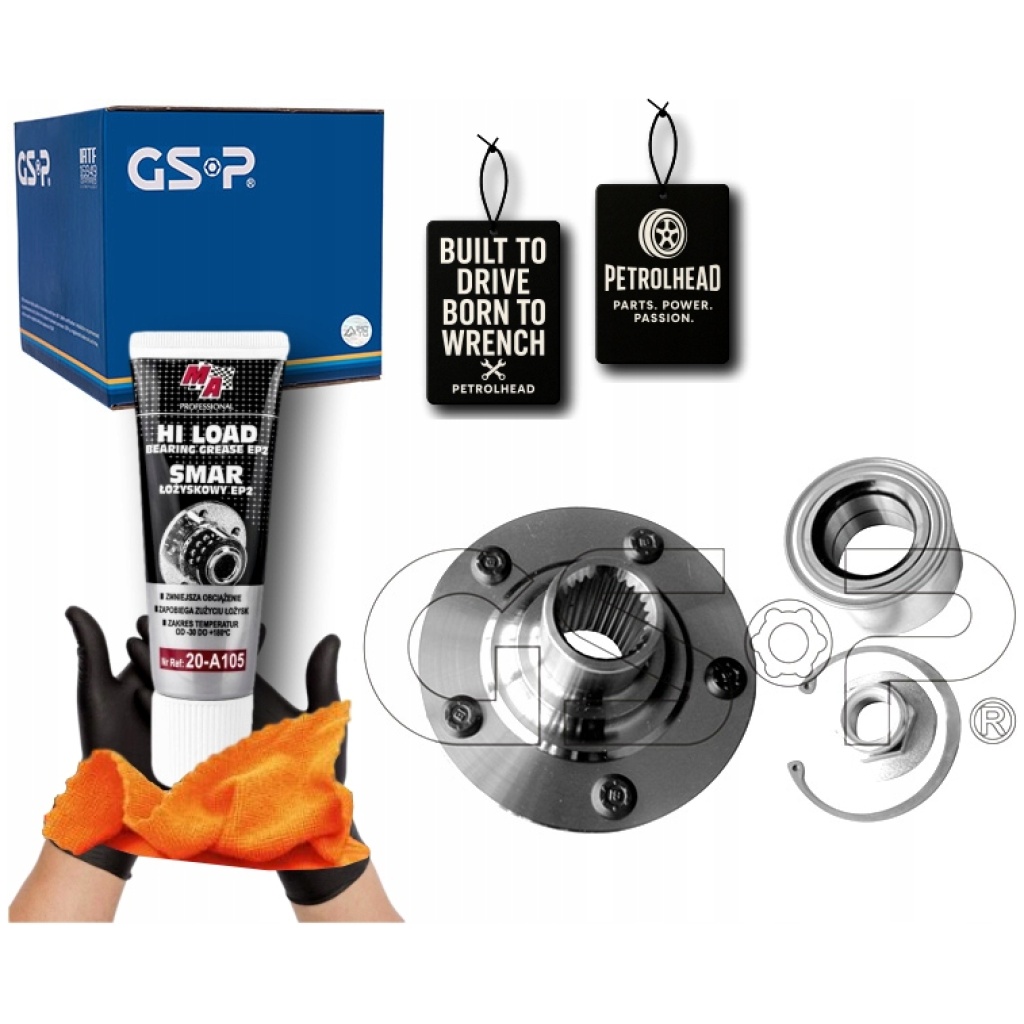 GSP hjulnav + hjullager + skruv fram, 5-hål M12X1,5 – GSP9427015K#BG-PWSP+K 1S7W1104AA