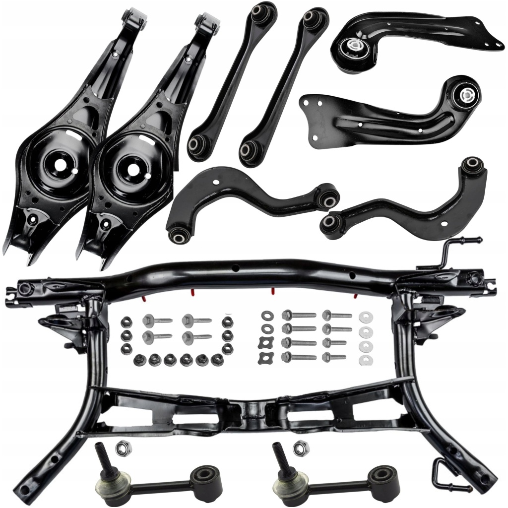 VW Touran 1T1/1T2 bakre hjulupphängningsram + 8x bakre länkarmar + skruvar (kit) 1K0505315BM